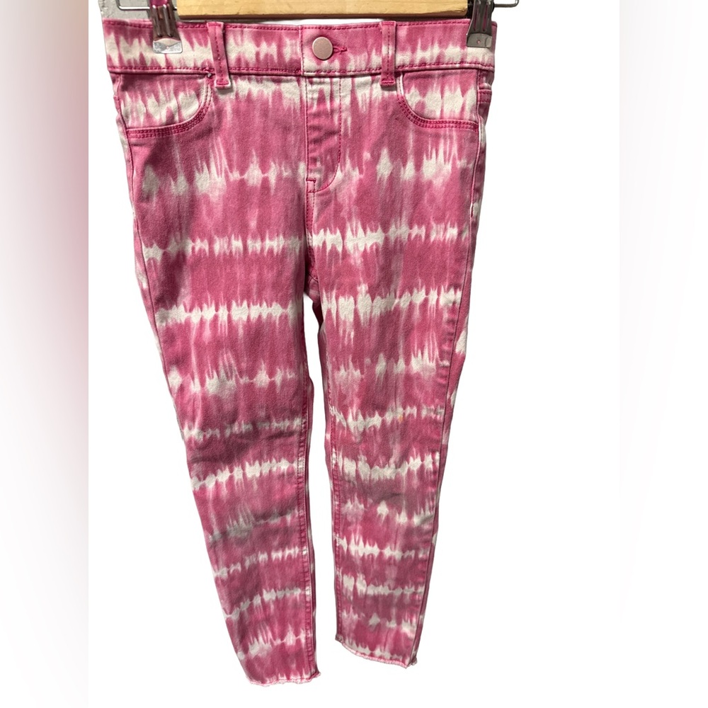 wonder Nation Girl's 10/12 Pink and White Tie Dyed Denim Leggings